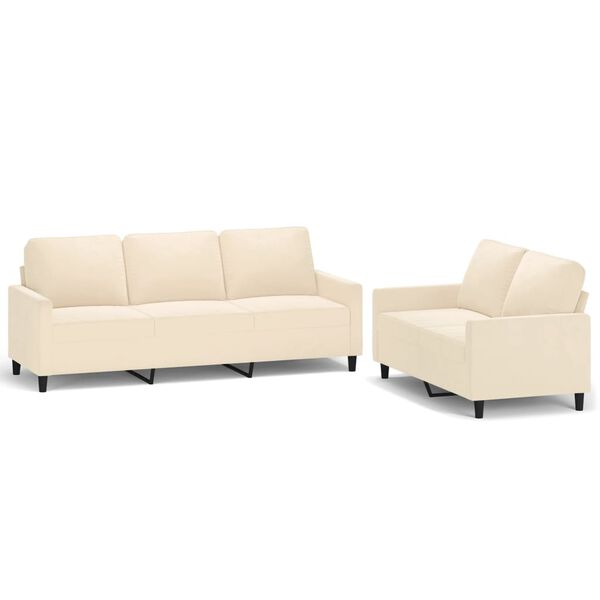vidaXL sofas&aelig;t 2 dele med hynder velour cremefarvet