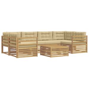 vidaXL Udend&oslash;rs sofagruppe 7 stk. 6-personers Hvid og Beige Polyester