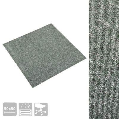 vidaXL tæppefliser 20 stk. 5 m² 50x50 cm grøn