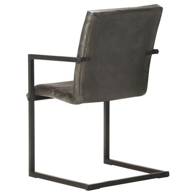 vidaXL spisebordsstole med cantilever 2 stk. ægte læder grå