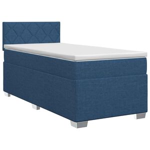 vidaXL Boxmadras med topmadras med hovedg&aelig;rde Bl&aring; 90 x 200 cm Stof