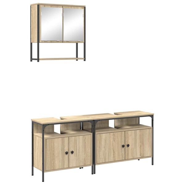 vidaXL Badev&aelig;relsesm&oslash;bel s&aelig;t med hylde 3 pcs Brun 80 x 30 x 60 cm