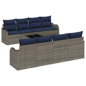 vidaXL Sofa S&aelig;t 9 stk. 8-Antal s&aelig;der Gr&aring; polyrattan