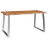 vidaXL spisebord 160 x 80 x 75 cm massivt akacietr&aelig; og rustfrit st&aring;l