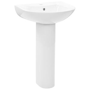 vidaXL fritst&aring;ende h&aring;ndvask med piedestal keramik hvid 520 x 440 x 190 mm