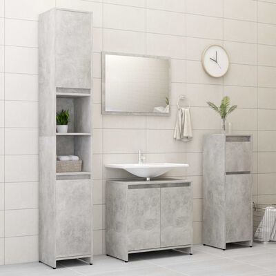 vidaXL møbelsæt til badeværelse konstrueret træ betongrå