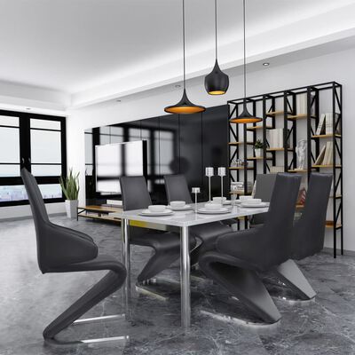 vidaXL spisebordsstole 6 stk. sort kunstlæder