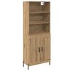 vidaXL Highboard Artisan Egetr&aelig; 69,5 x 32,5 x 180 cm Konstrueret tr&aelig;