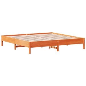 vidaXL sengeramme uden madras 200x200 cm massivt fyrretr&aelig; gyldenbrun