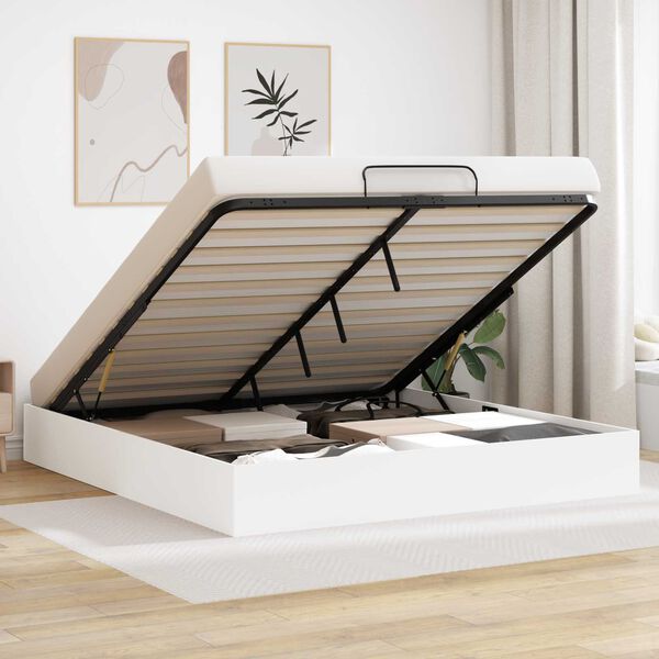 vidaXL Ottoman Sengestel Hvid 193 x 120 x 25 cm Sp&aring;nplade