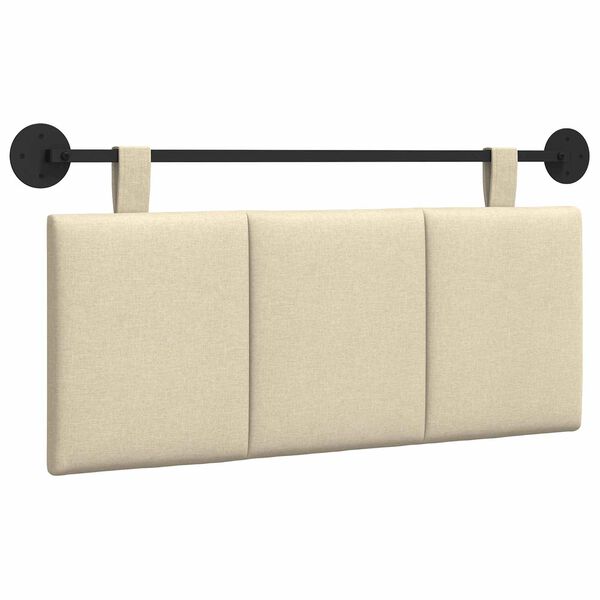 vidaXL H&aelig;ngende Hovedgavl V&aelig;gmonteret Creme 110 x 55 x 5 cm Stof