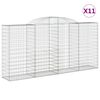 vidaXL buede gabionkurve 11 stk. 300x50x140/160 cm galvaniseret jern