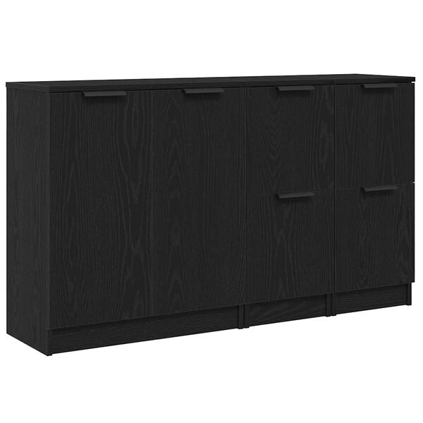 vidaXL Sideboard 3 pcs Sort eg Konstrueret træ