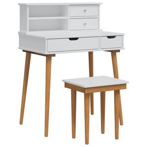 vidaXL Makeupbord S&aelig;t FAUSKE 3 stk. Hvid 76 x 50 x 103,5 cm