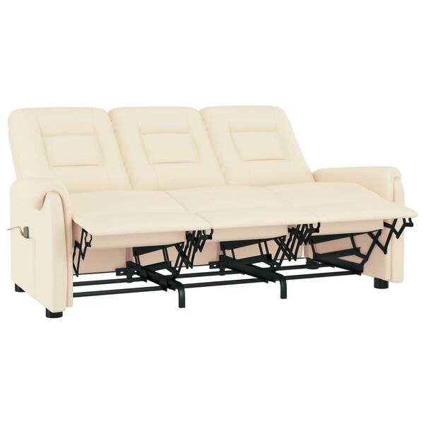vidaXL 3-personers massagestol kunstlæder cremefarvet