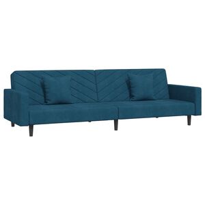 vidaXL 2-personers sovesofa med 2 puder fl&oslash;jl bl&aring;