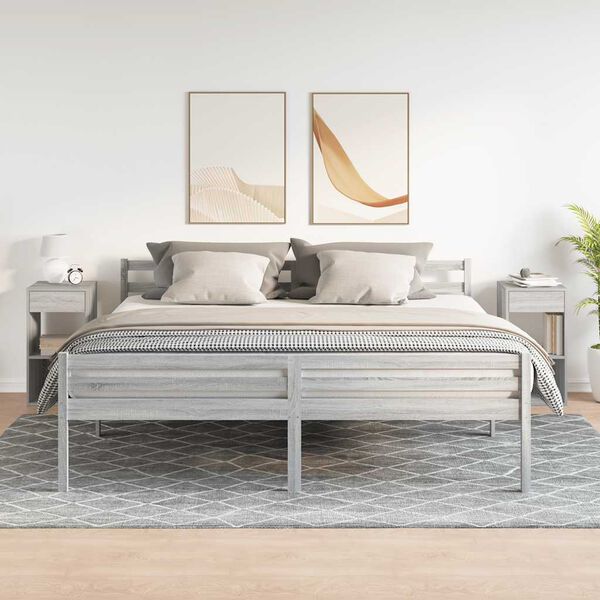 vidaXL sengeborde med skuffe 2 stk. 35x34x66,5 cm gr&aring; sonoma-eg