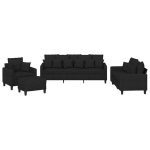 vidaXL sofas&aelig;t 4 dele med puder stof sort