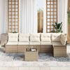 vidaXL Havesofa Sæt med pude med opbevaring 7 pcs Beige Poly rattan