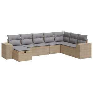 vidaXL sofas&aelig;t til haven 8 dele med hynder polyrattan beige