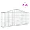 vidaXL buede gabionkurve 14 stk. 200x30x80/100 cm galvaniseret jern