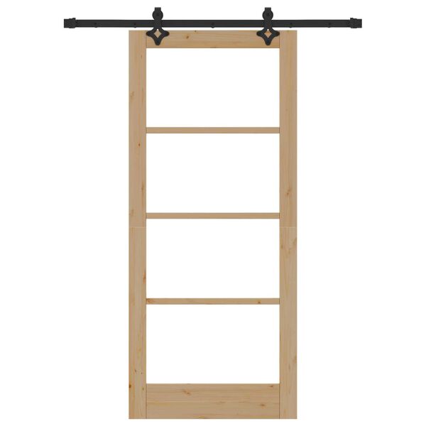 vidaXL Skyded&oslash;r Naturfarvet 86 x 198,5 cm Massivt fyrretr&aelig; og glas