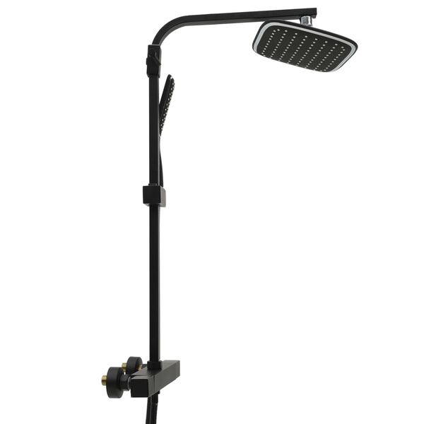 vidaXL dobbelt brusehoved med blandingsbatteri og slange sort