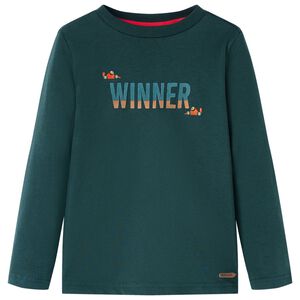 vidaXL Lang&aelig;rmet T-shirt til b&oslash;rn str. 104 m&oslash;rkegr&oslash;n