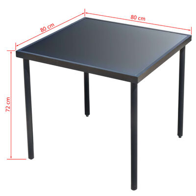 vidaXL udendørs spisebordssæt 5 dele stål sort