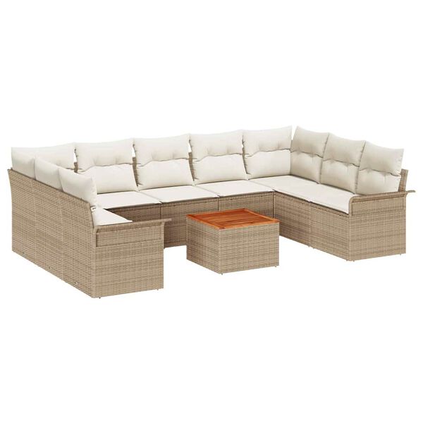 vidaXL Havesofa Sæt 10 pcs Beige Poly rattan