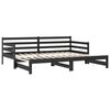 vidaXL daybed med udtr&aelig;k 2x(90x200) cm massivt fyrretr&aelig; sort