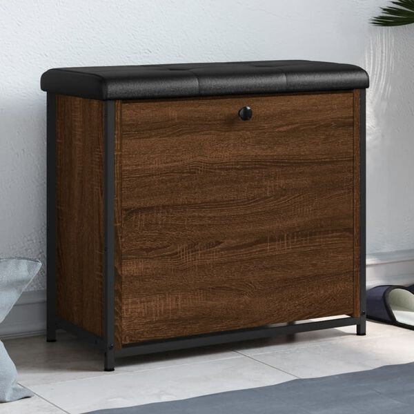 vidaXL skob&aelig;nk med vippeskuffe 62x32x56 cm brun egetr&aelig;sfarve