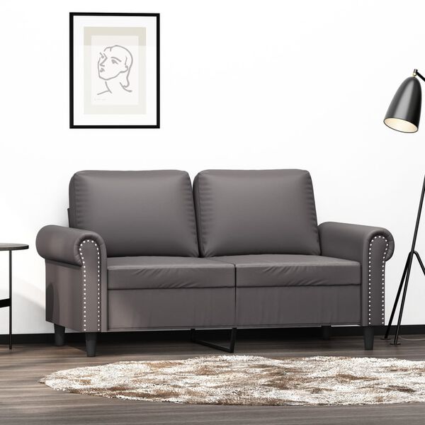 vidaXL 2-personers sofa 120 cm kunstl&aelig;der gr&aring;