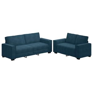 vidaXL sofas&aelig;t 2 dele med hynder velour bl&aring;