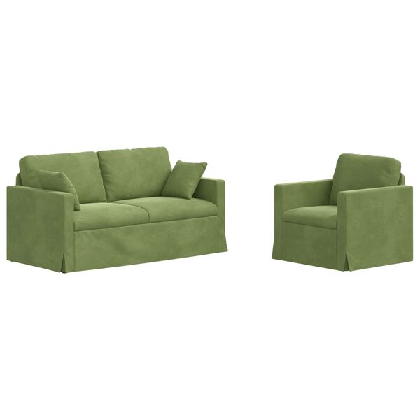 vidaXL Sofa 2 pcs Lys gr&oslash;n 158 x 78 x 80 cm Fl&oslash;jl
