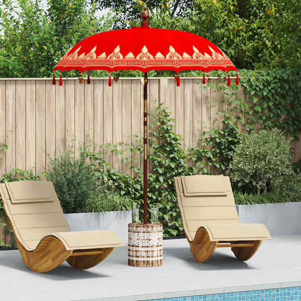 vidaXL Balinesisk parasol med base R&oslash;d 185 x 185 x 260 cm
