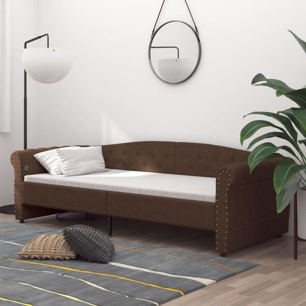 vidaXL daybed med USB 90x200 cm stof brun