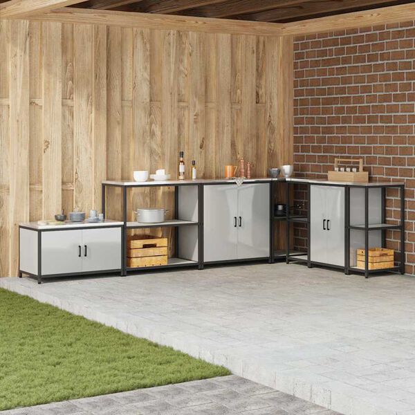 vidaXL K&oslash;kkenopbevaring med hylde S&oslash;lv 90 x 50 x 92 cm St&aring;l