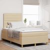 vidaXL LED Box Spring Bed med madras Creme 120 x 200 cm Stof