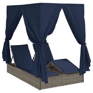 vidaXL Dobbelt solstol Sort polyrattan