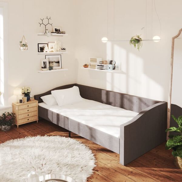 vidaXL daybed med madras og USB 90x200 cm stof m&oslash;rkegr&aring;