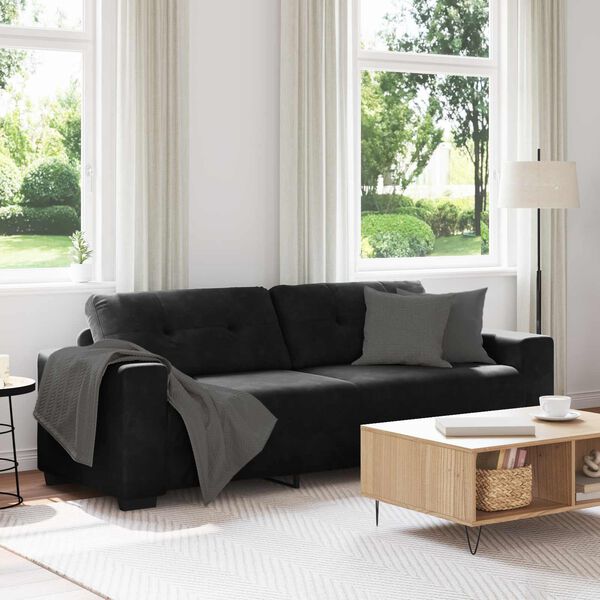 vidaXL Sofa 3 pcs Brun Linned-blandet stof