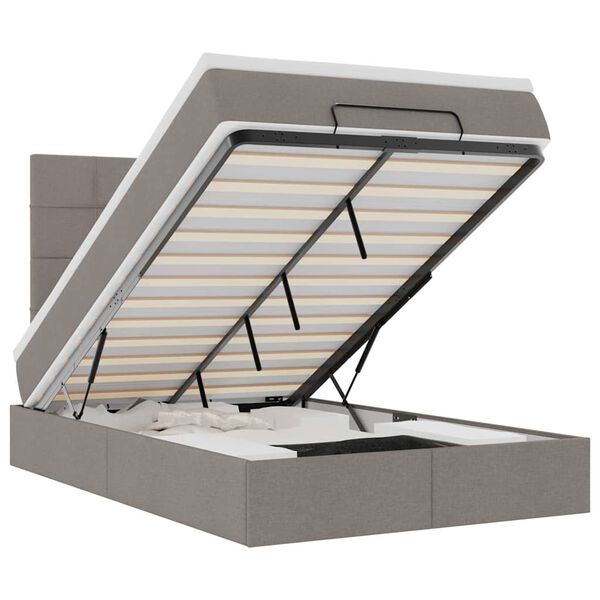 vidaXL osmannisk sengeramme med madras 120x190 cm stof gr&aring;brun