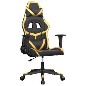 vidaXL gamingstol m. massagefunktion kunstl&aelig;der sort guldfarvet