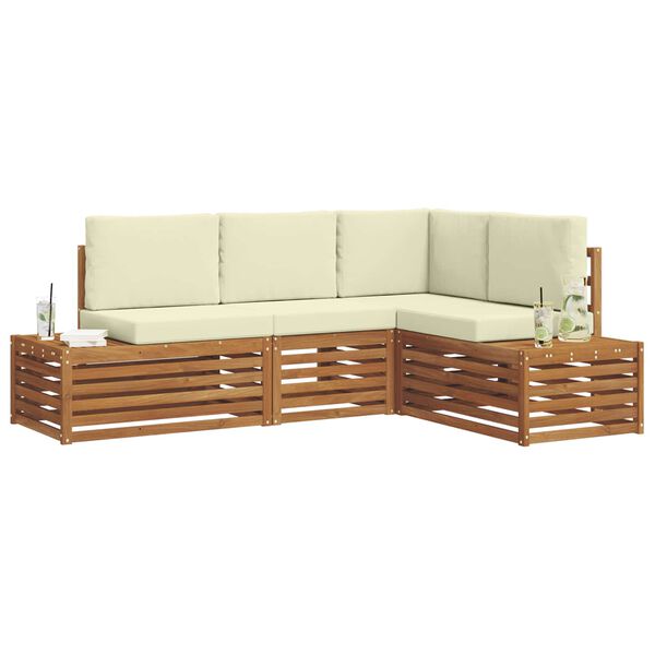 vidaXL Udend&oslash;rs sofagruppe med pude 4 Stk Naturlig og Fl&oslash;de