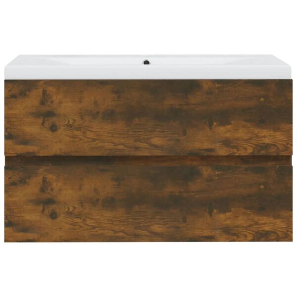 vidaXL underskab med indbygget h&aring;ndvask konstrueret tr&aelig; r&oslash;get egetr&aelig;