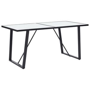 vidaXL spisebord 160 x 80 x 75 cm h&aelig;rdet glas hvid