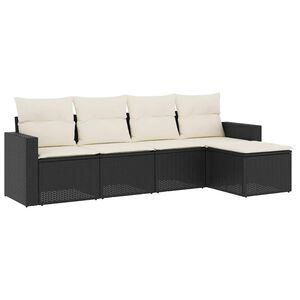 vidaXL sofas&aelig;t til haven 5 dele med hynder polyrattan sort