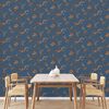 DUTCH WALLCOVERINGS tapet Flower m&oslash;rkebl&aring; og bronzefarvet