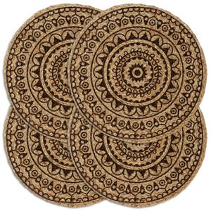 vidaXL d&aelig;kkeservietter 4 stk. rund 38 cm jute m&oslash;rkebrun